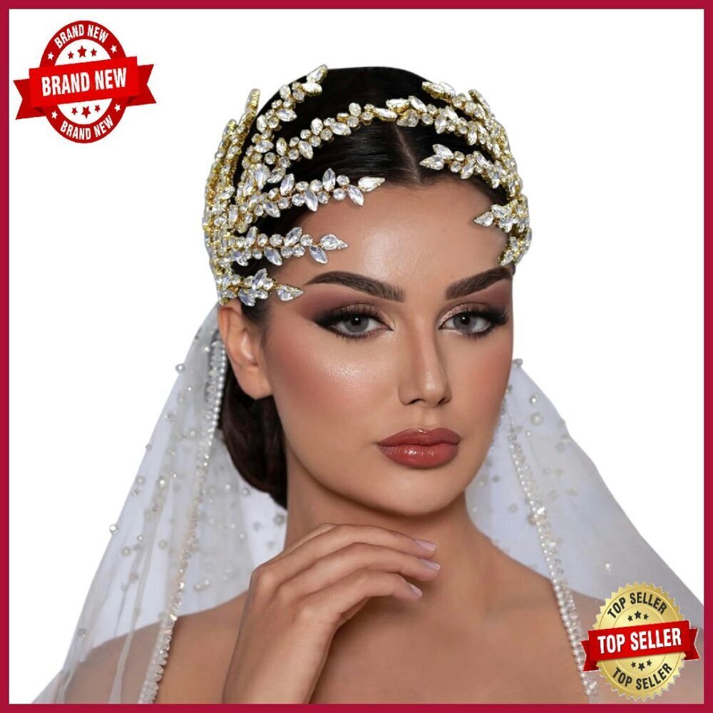 Handmade Bridal Headband with Rhinestones, Wedding Hair Accessory